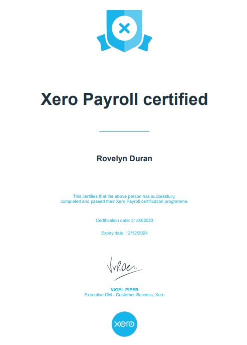 Xero Payroll Certified