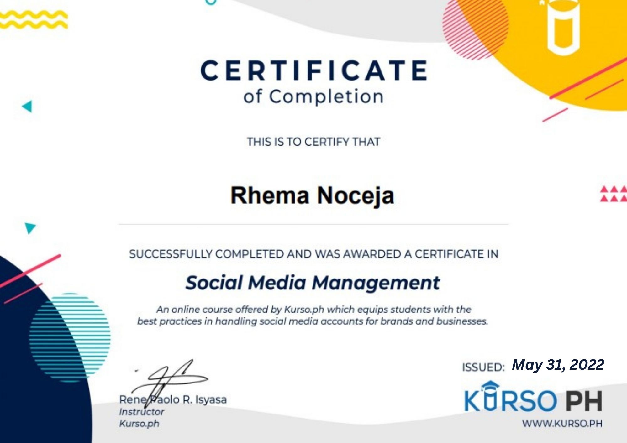 Certificate in Social Media Management Training