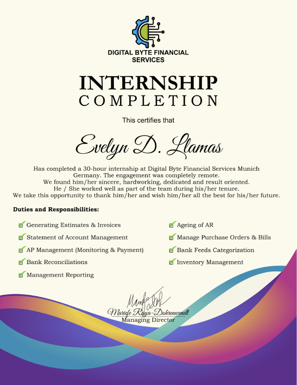 Bookkeeping Internship