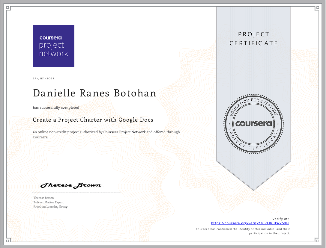 Project Charter With Google Docs