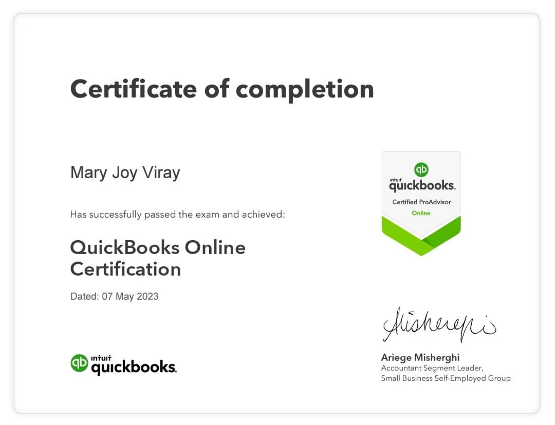 Quick Books Online Certification