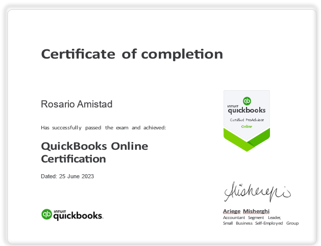 QuickBooks ProAdvisor Certificate