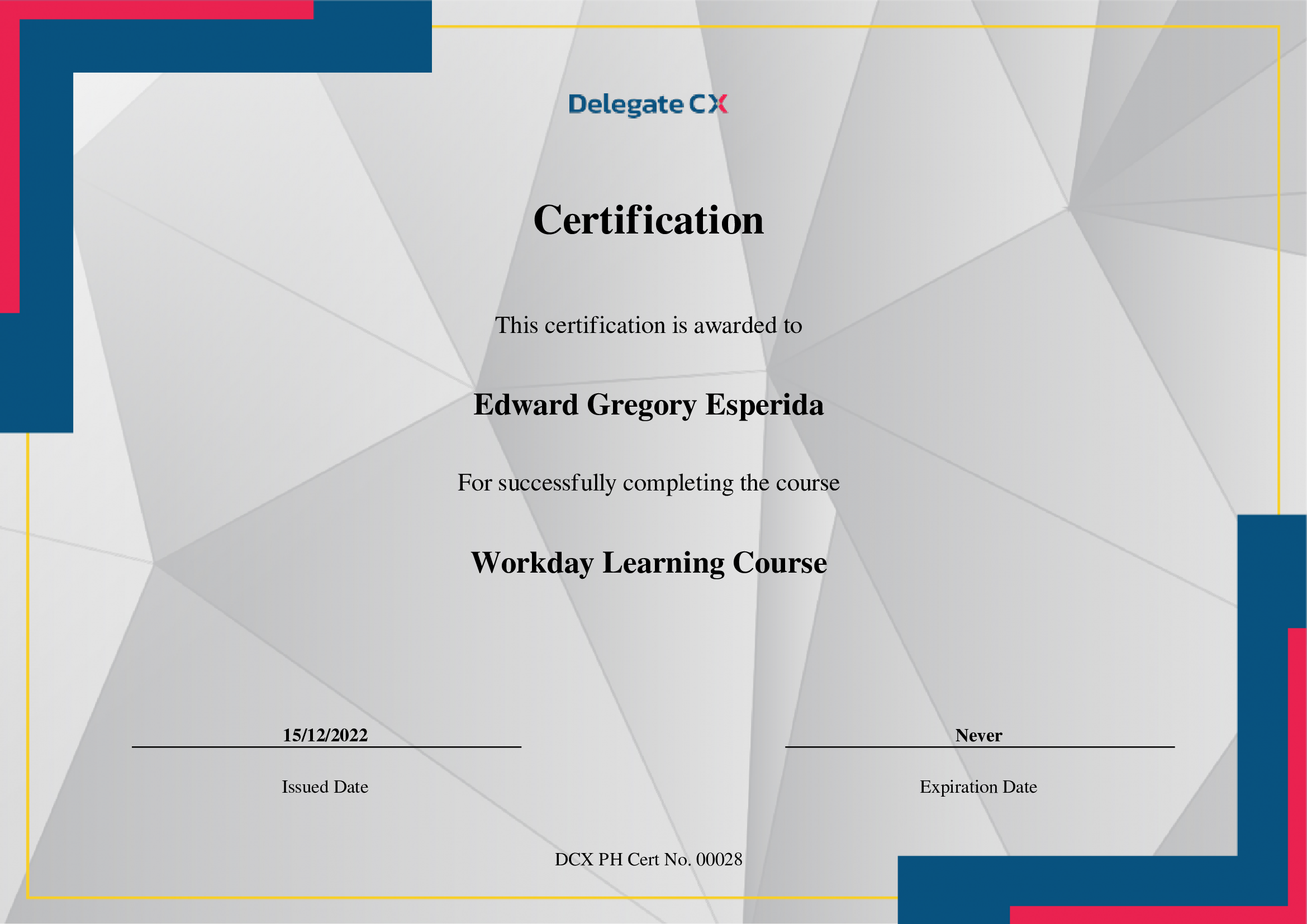 Certification Workday Learning Course