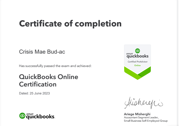 QuickBooks Online ProAdvisor Certificate