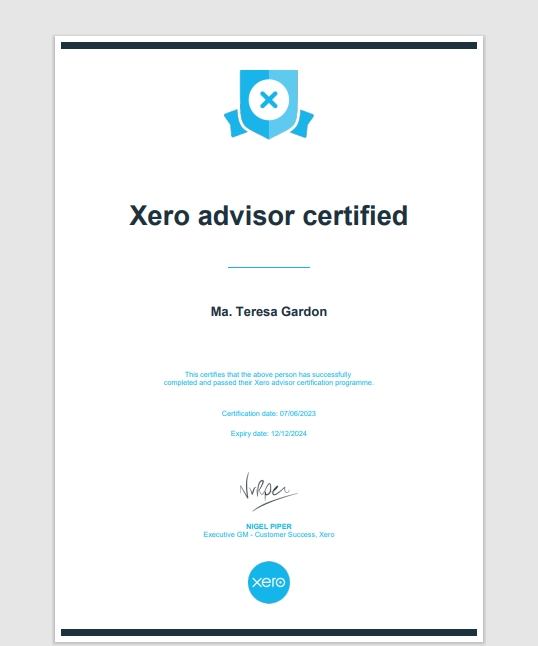 Xero Advisor Certificate