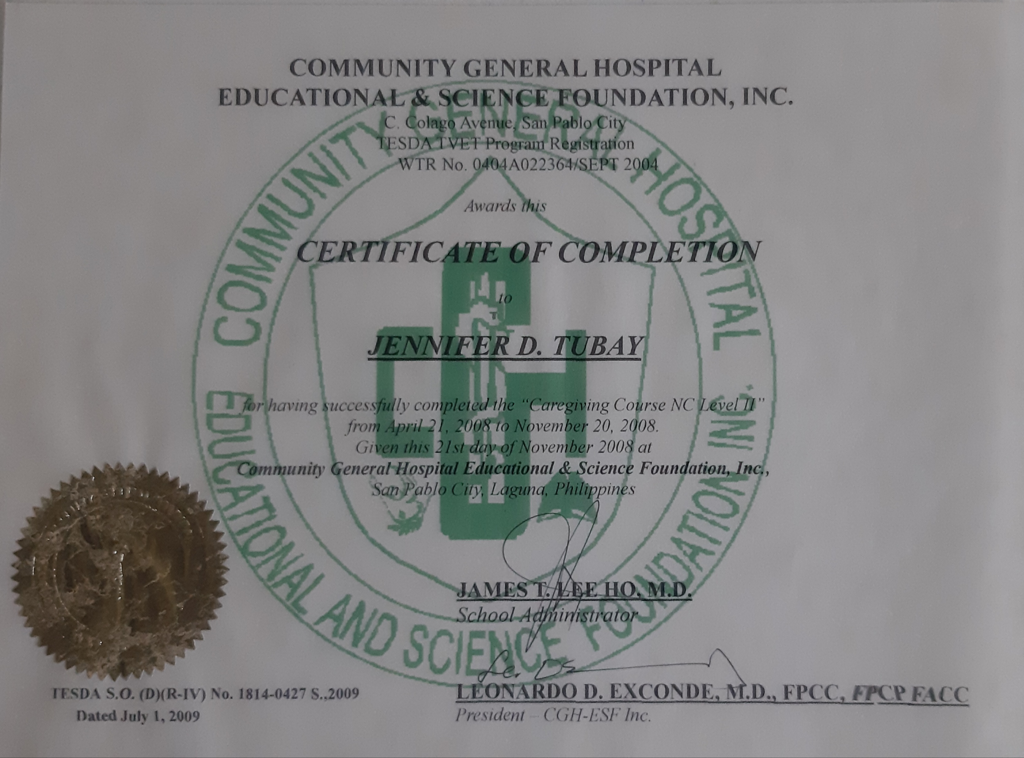 Caregiver Certificate