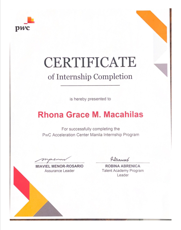 Certificate of Internship Completion