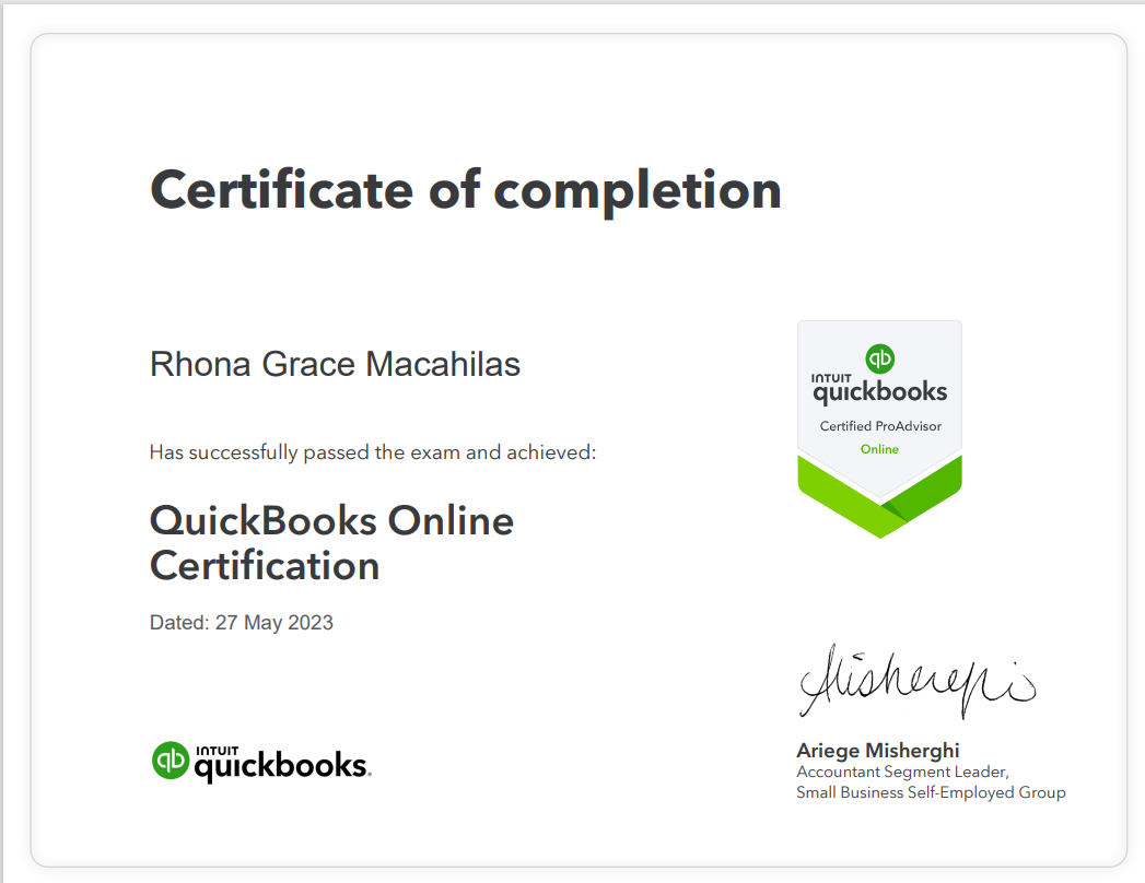 Quickbooks Certification