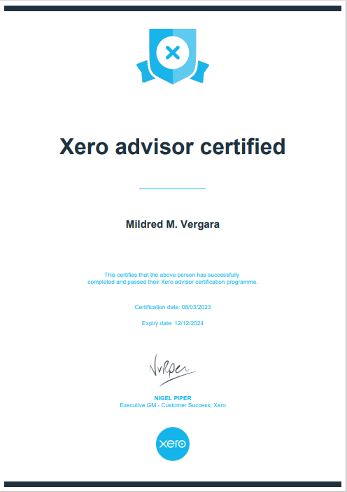 XERO Advisor Certificate