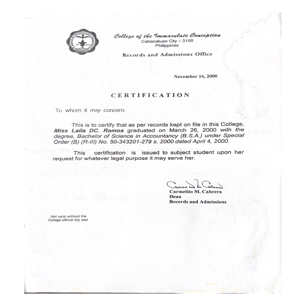 BSAccountancy Certificate