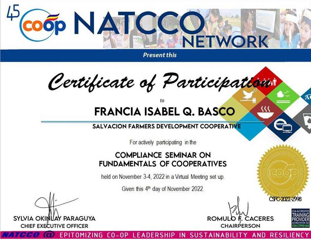 COMPLIANCE SEMINAR ON FUNDAMENTALS OF COOPERATIVES