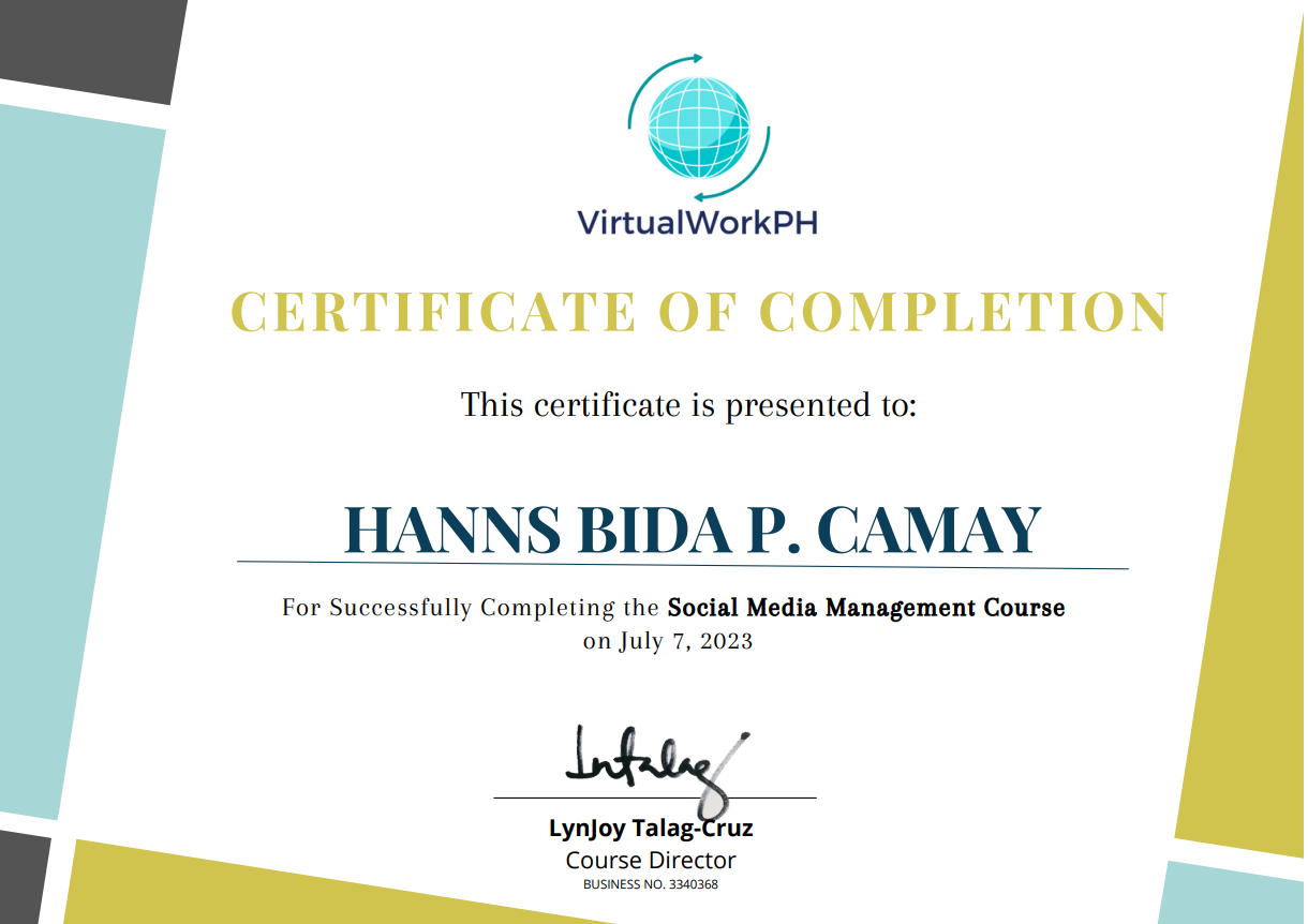 Hanns Bida P. Camay // Virtual Assistant - Myprofile