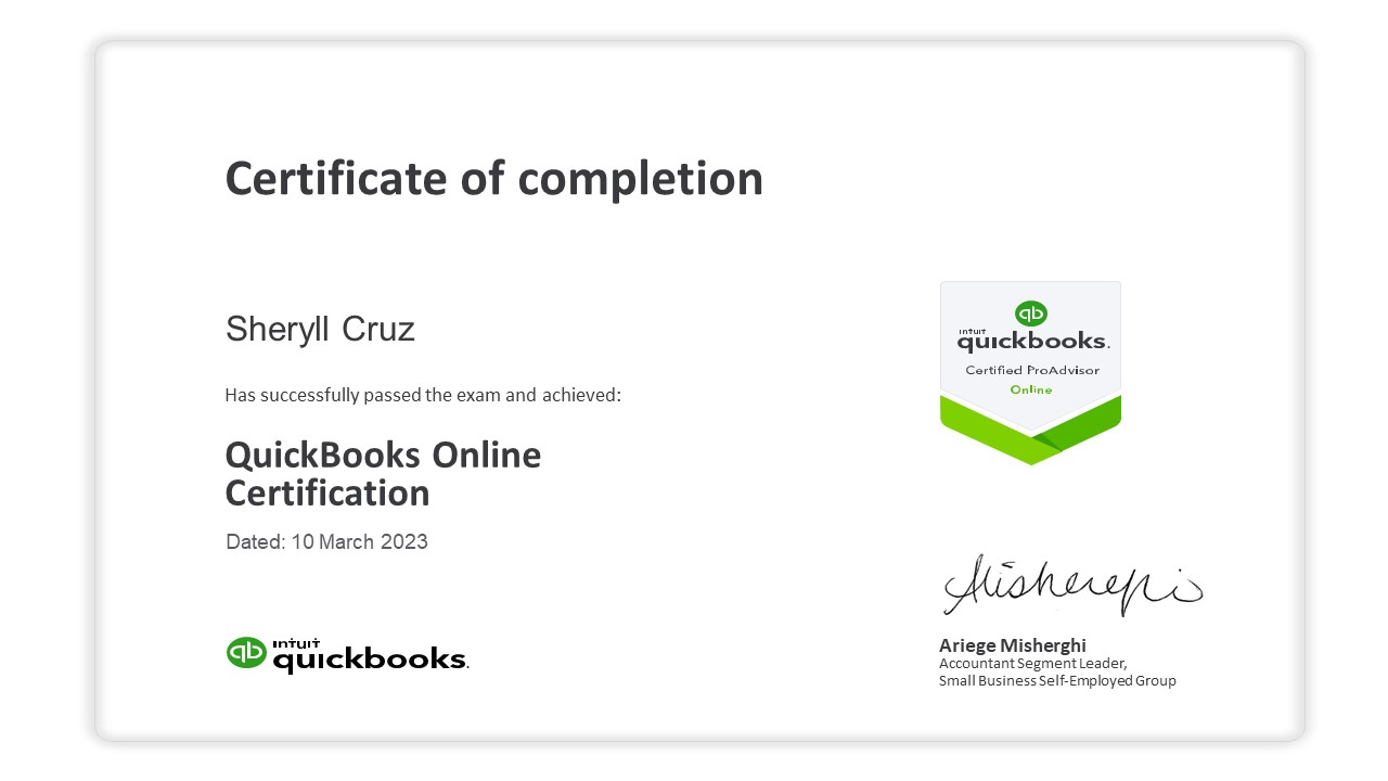 Quickbooks Online Certificate