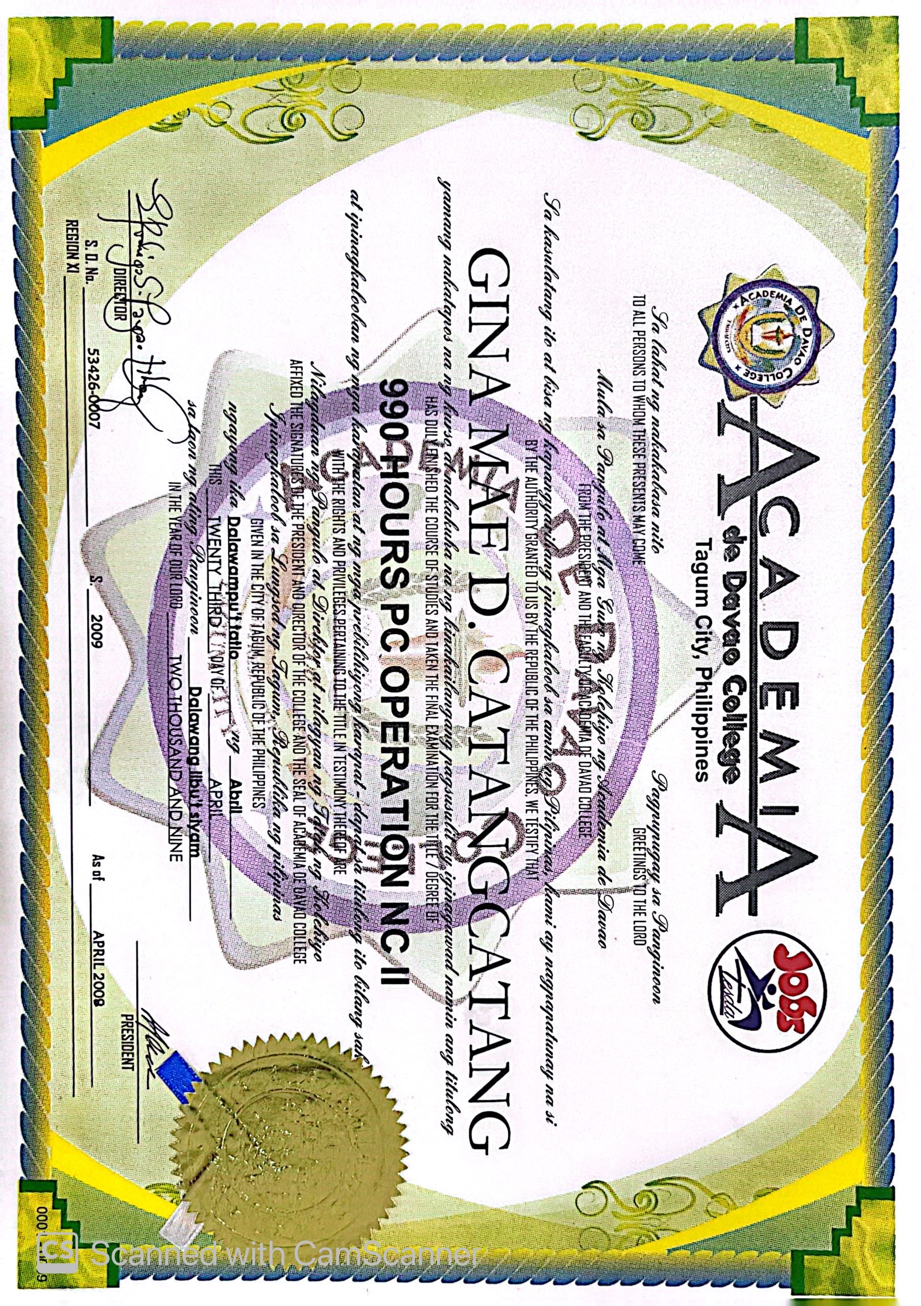 PC OPERATION NC II DIPLOMA