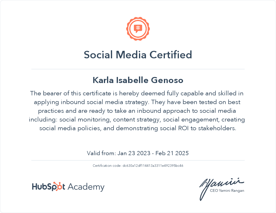 Social Media Certificate