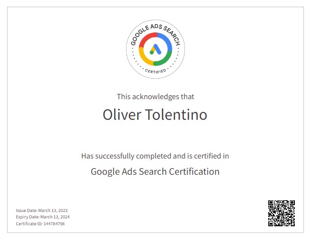 Google Ads Search Certificate