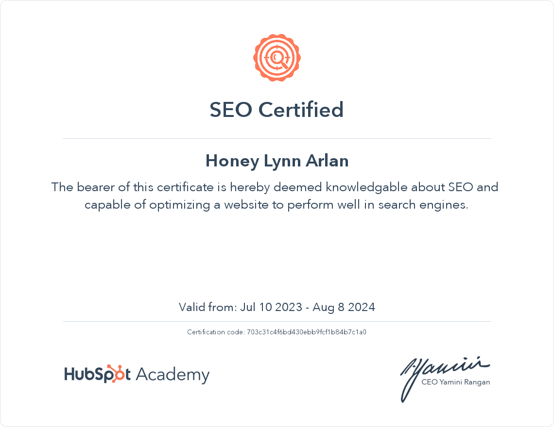 HubSpot SEO Certification