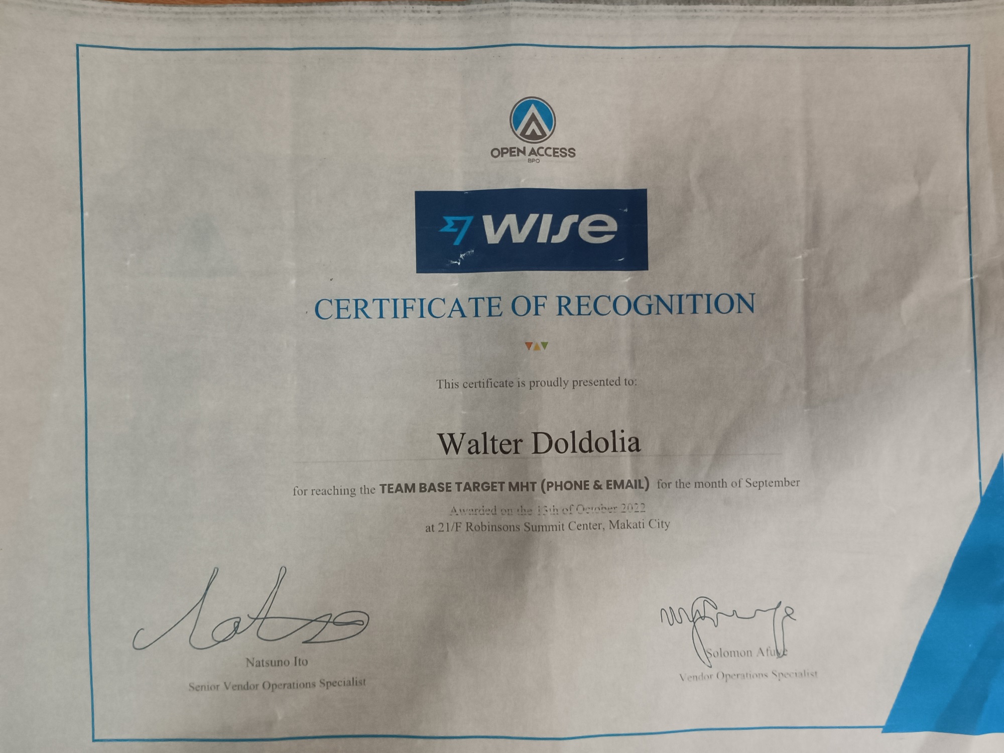 Certificate