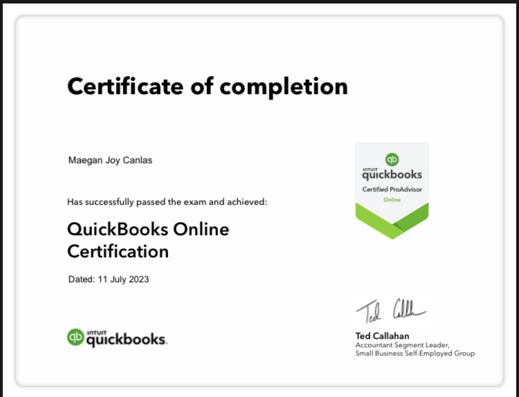 QUICKBOOKS ONLINE CERTIFICATION