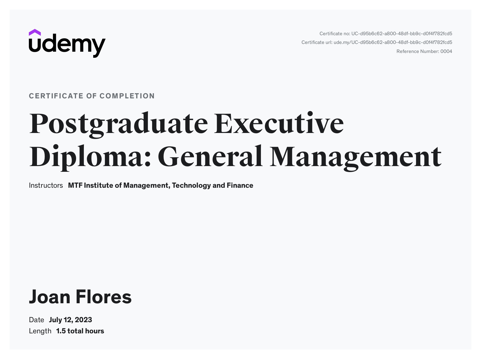 Postgraduate Diploma on General Management by Udemy