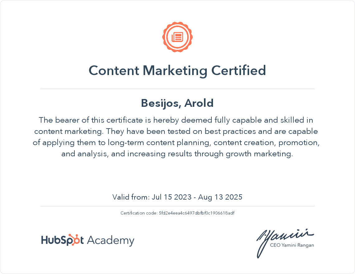 Content Marketing Certificate