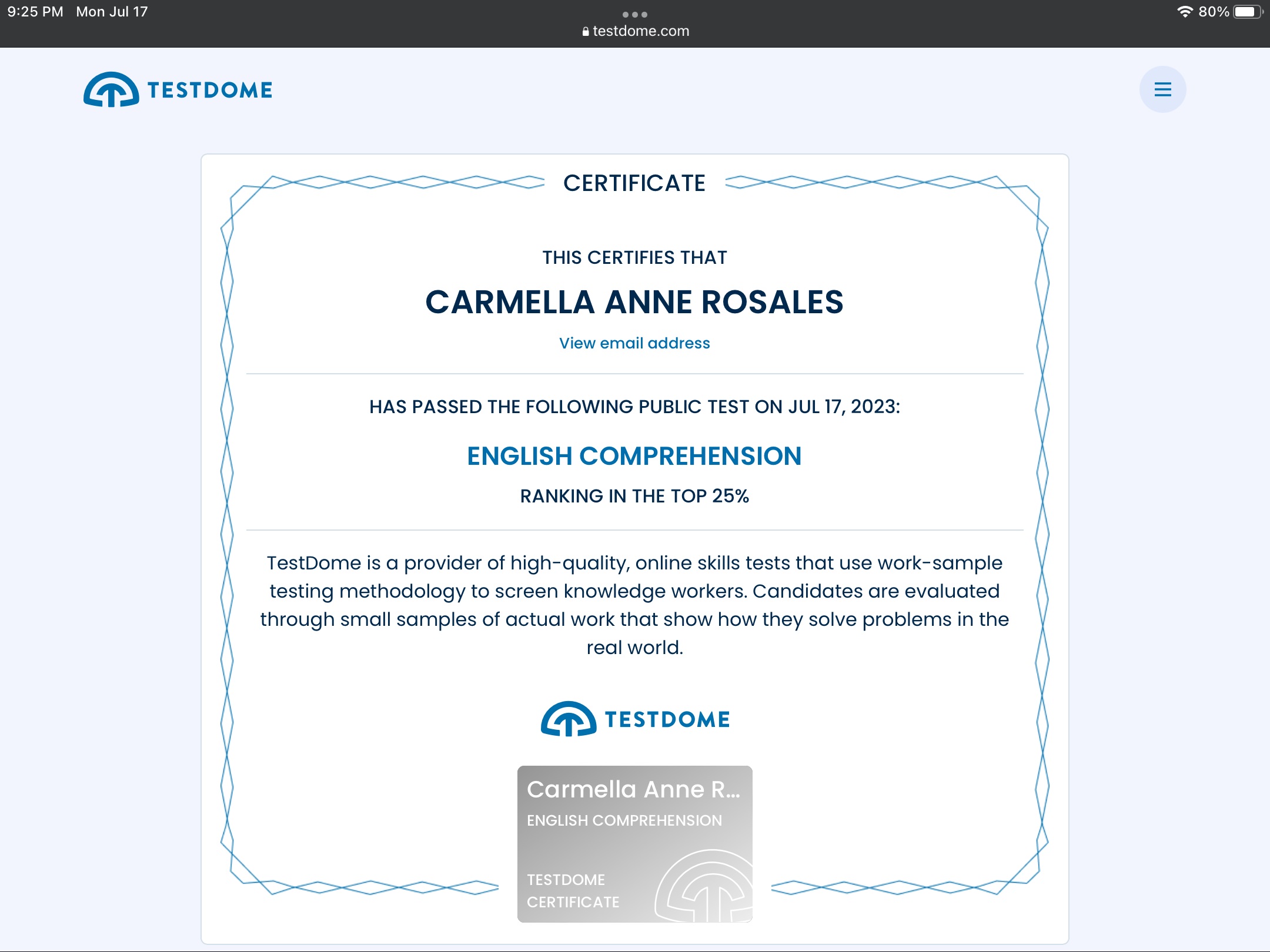 English Comprehension Test