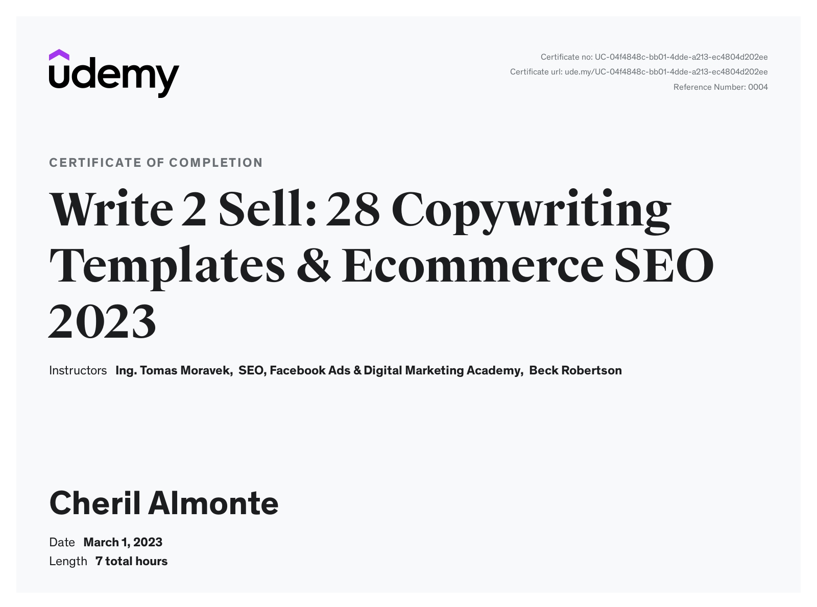 Write 2 Sell - Udemy