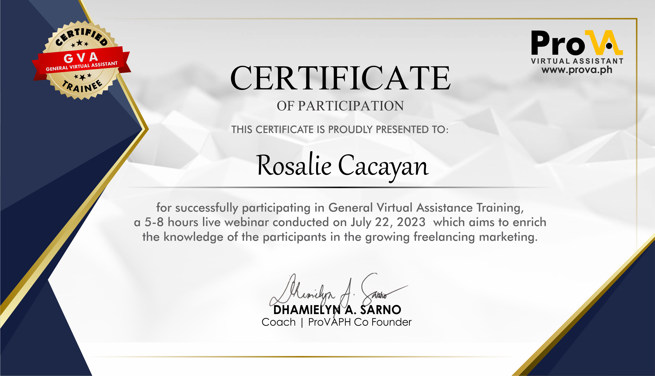 Certified General Virtual Assistant