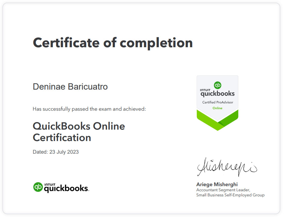 Quickbooks ProAdvisor Certificate