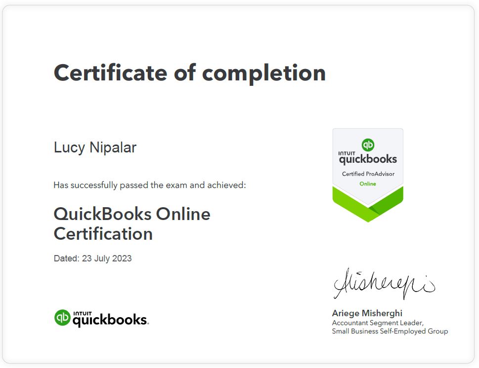 QuickBooks Online Certificate