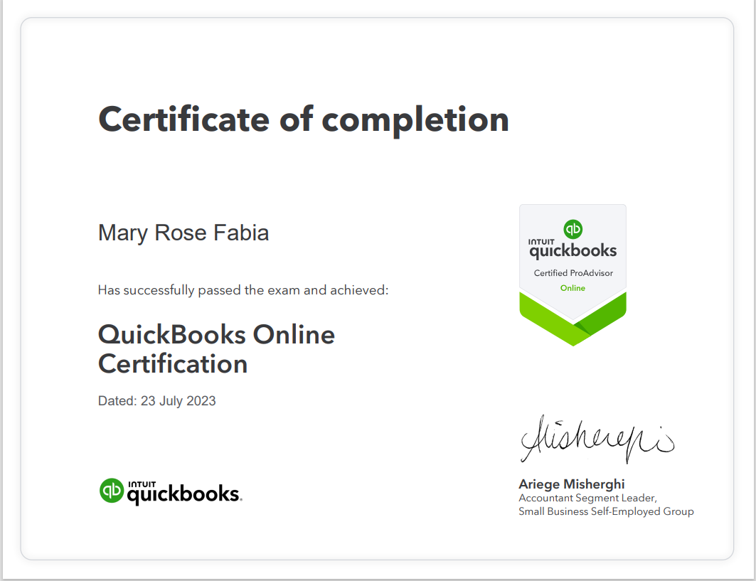 Intuit QuickBooks ProAdvisor Online Certificate