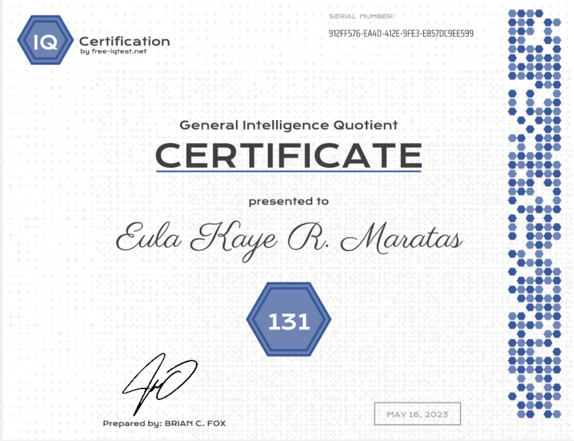 General IQ Certificate