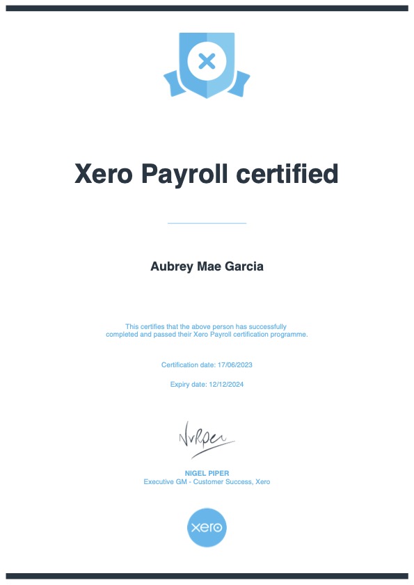 Xero Payroll Certified