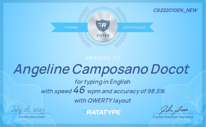 Typing Certificate