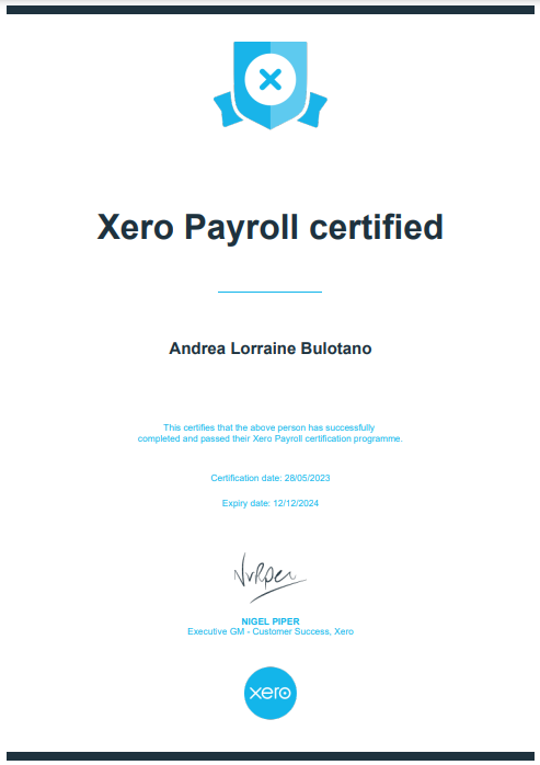 Xero Payroll Certified