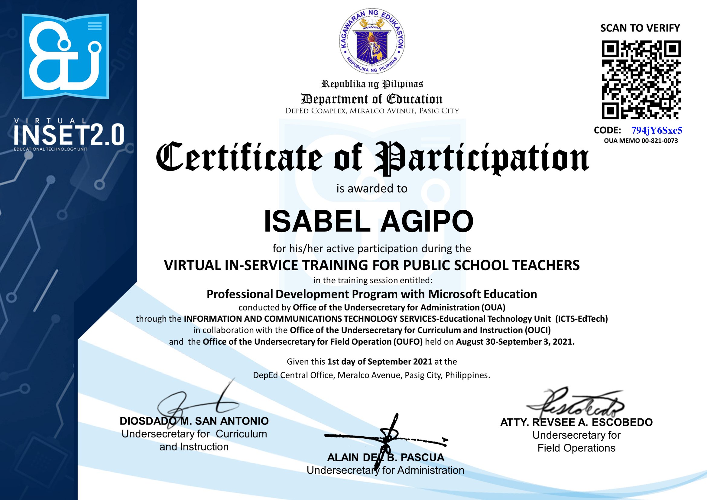 Virtual In- Service Training for Teachers- Training Title: Professional Development Program with Microsoft Education