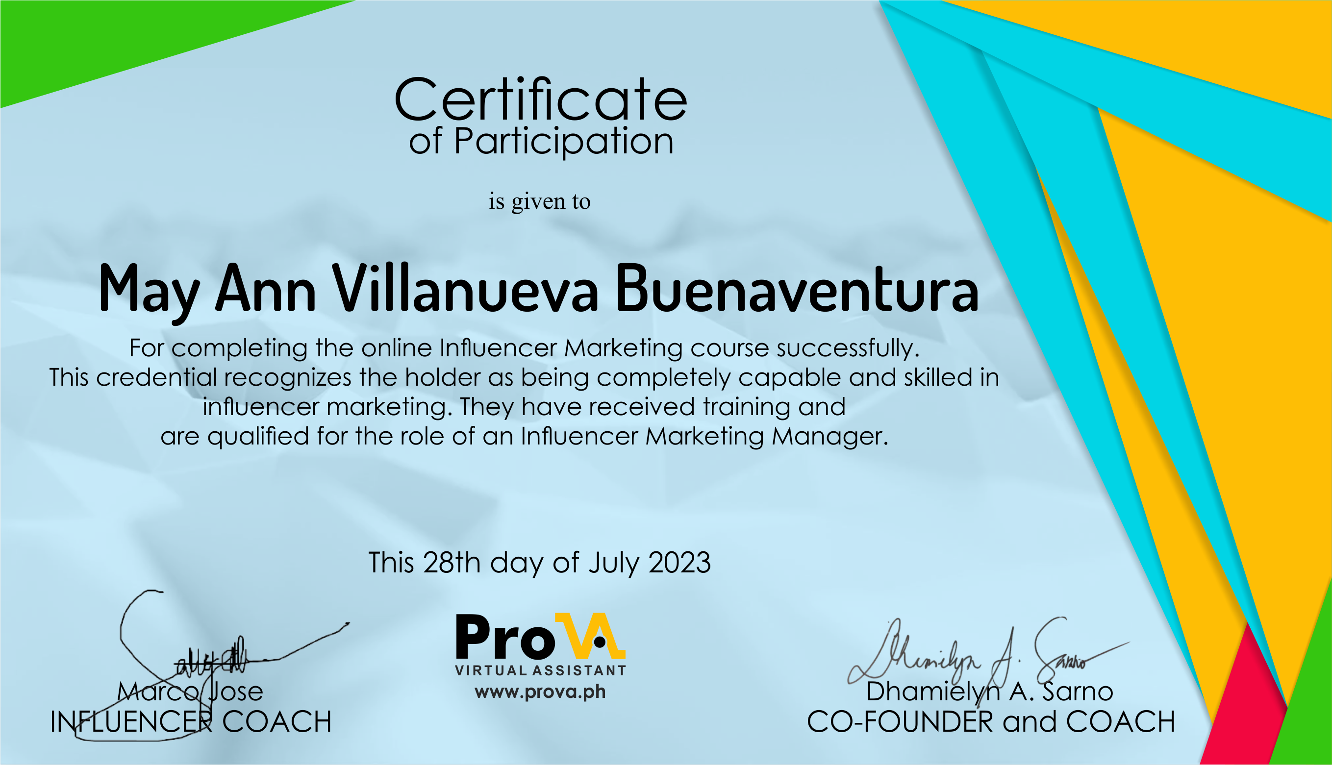 Influencer Marketing Training Certificate