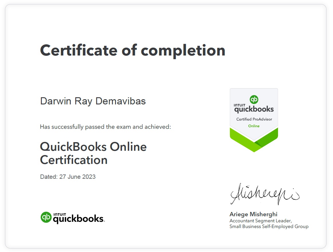 Quickbooks Pro Advisor Certification