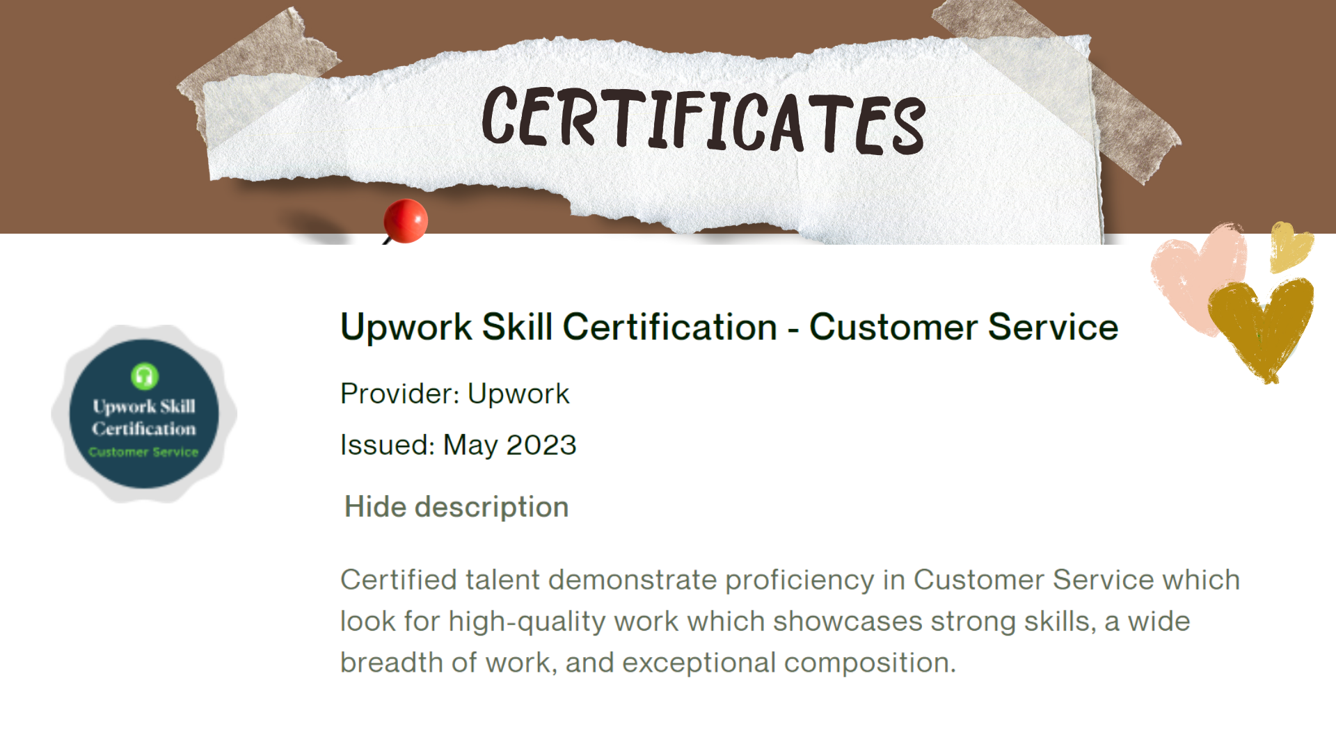 Upwork Skill Certification | Customer Service