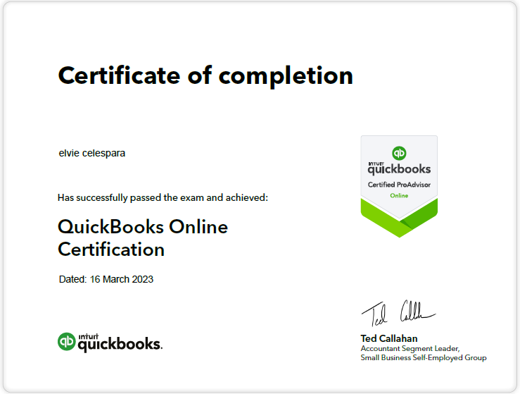 QuickBooks Online Certificate