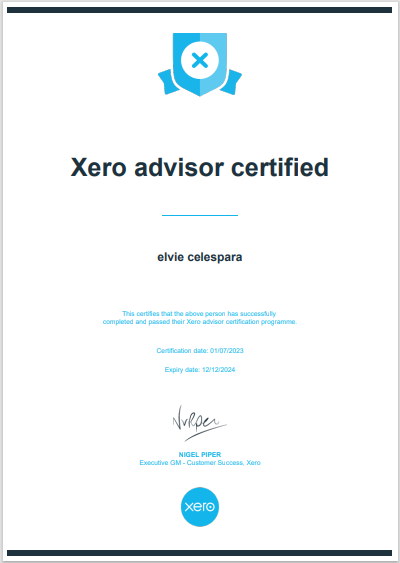 Xero advisor certificate