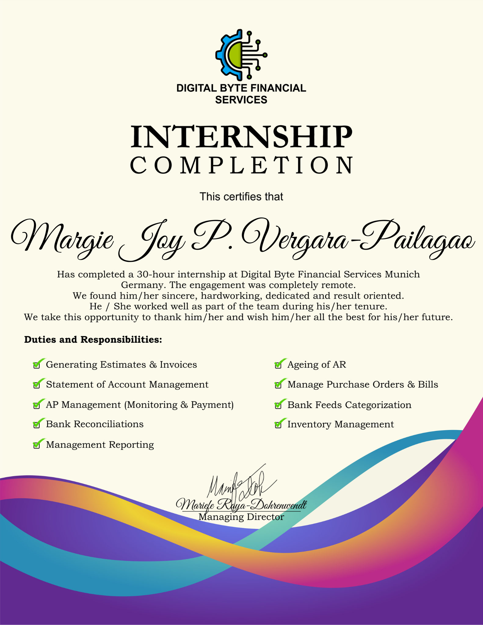 Bookkeeping Internship