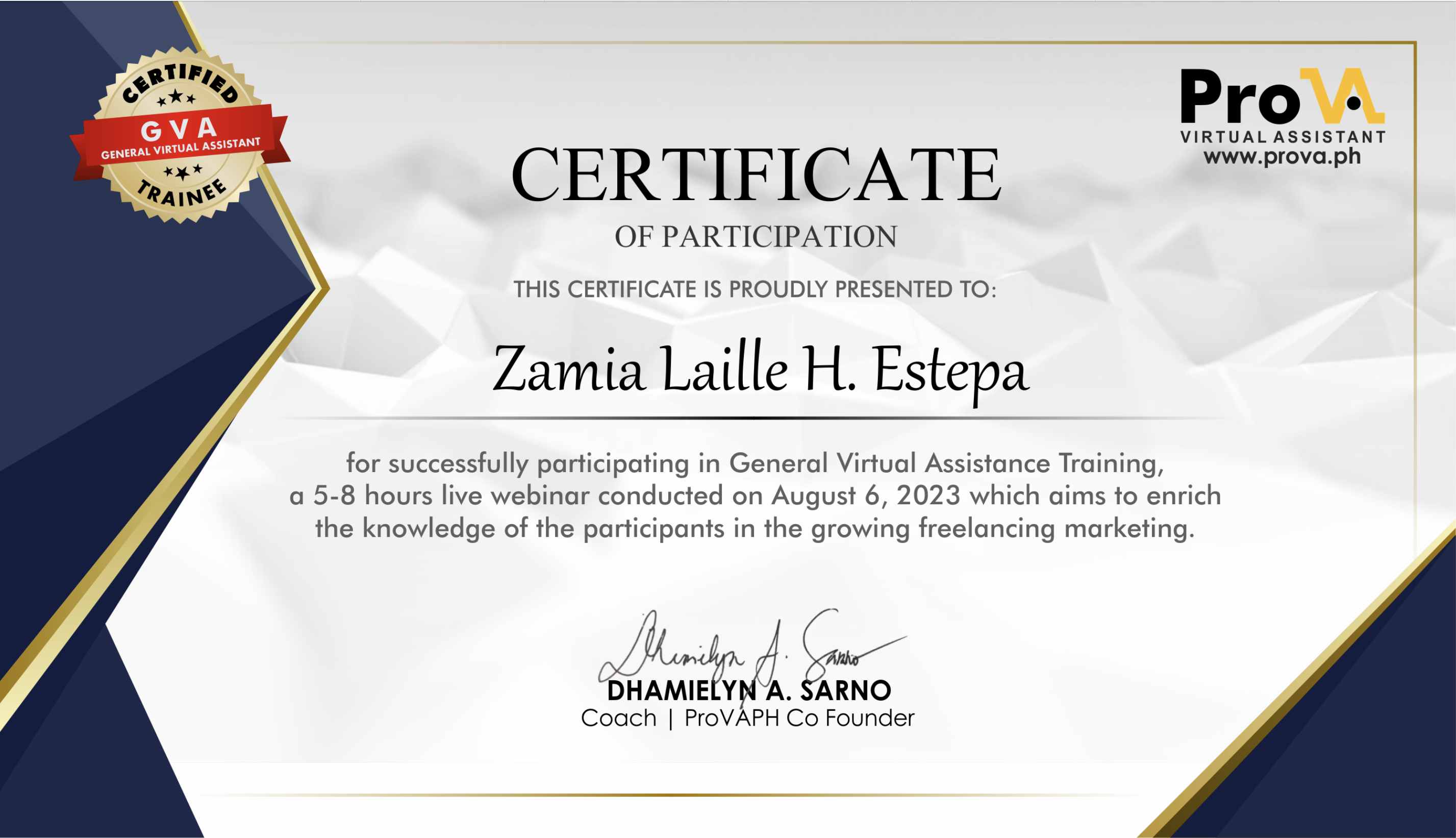 CERTIFIED PRO VIRTUAL ASSISTANT