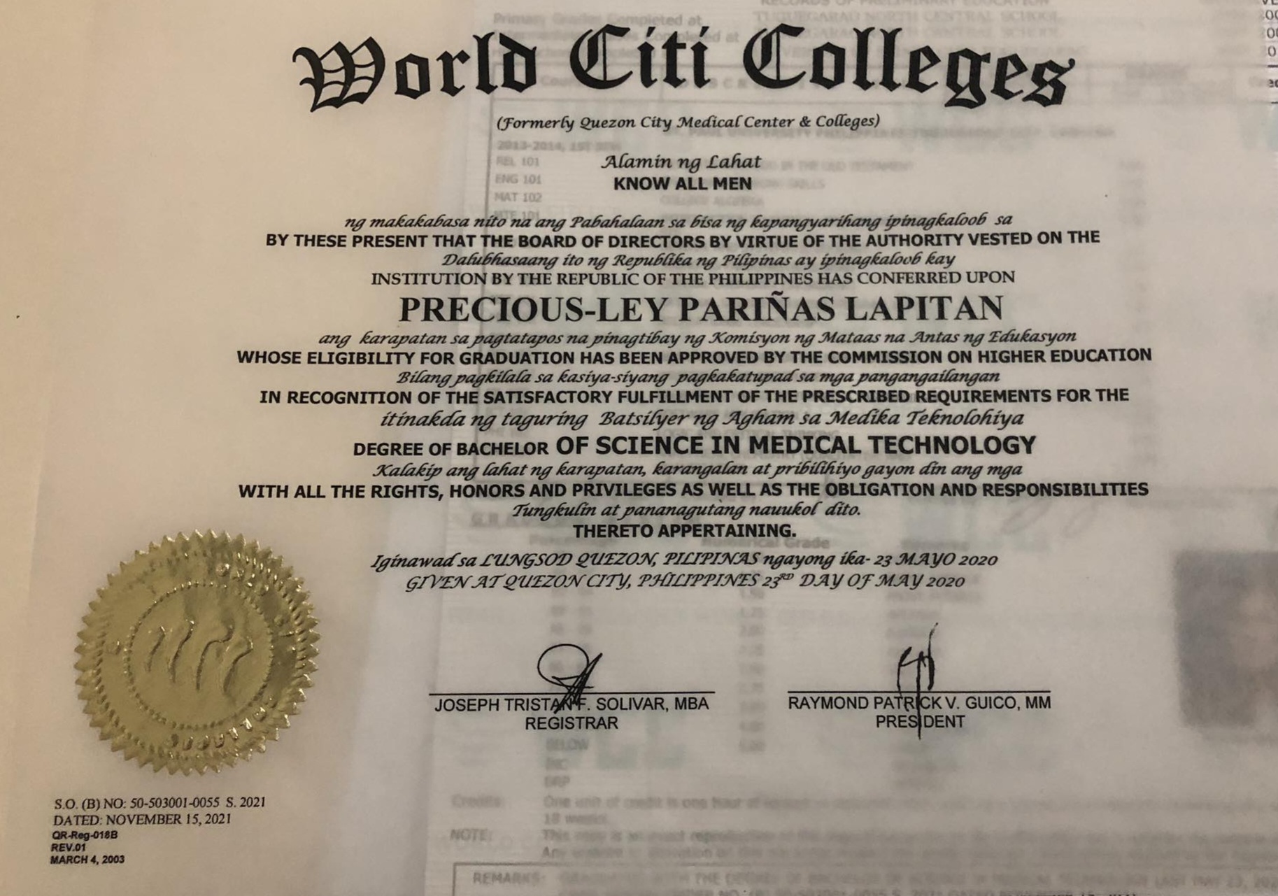 Diploma BS Medical Technology