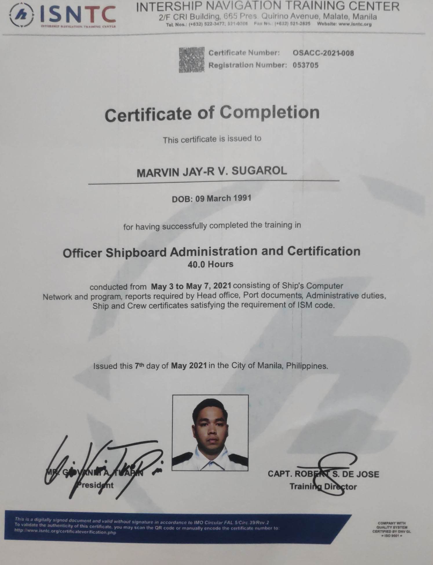 Administration Officer Certificate