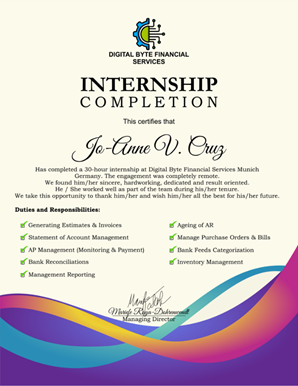 Internship Certificate - Digital Byte Financial Services