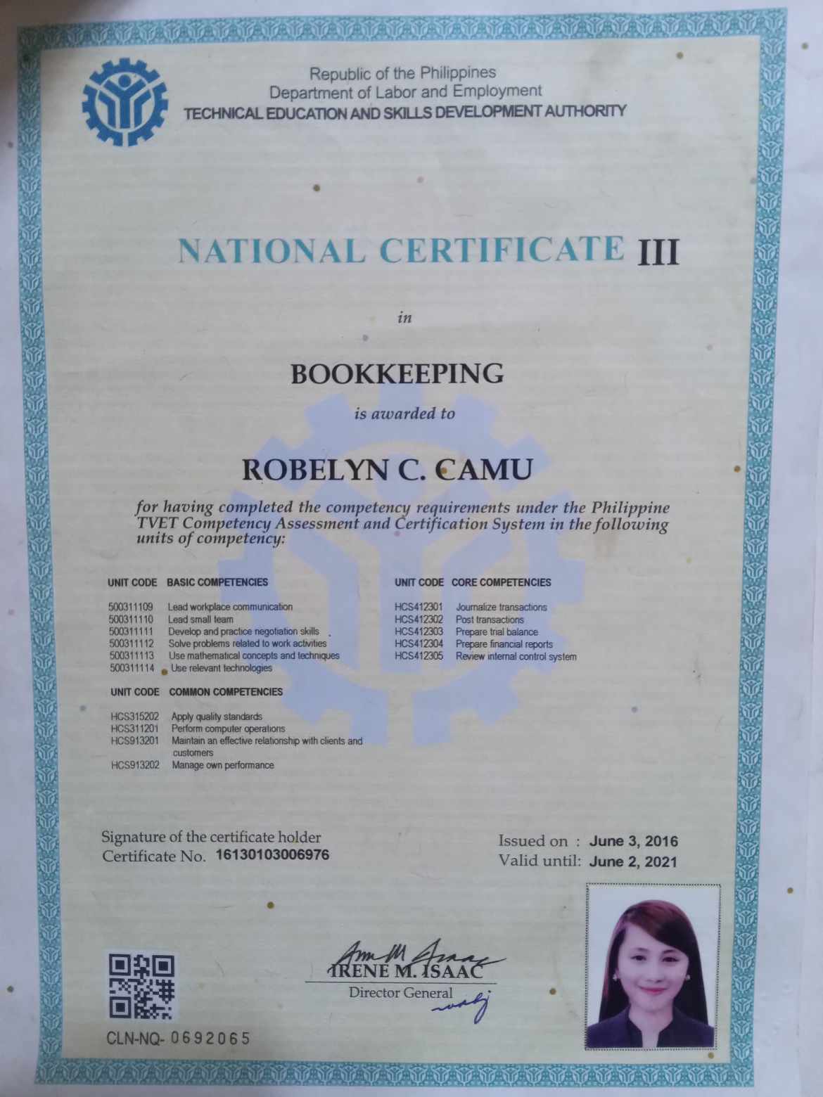 NATIONAL CERTIFICATE III-BOOKKEEPING