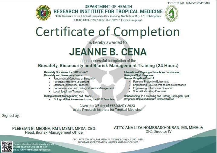 DOH-RITM CERTIFICATE