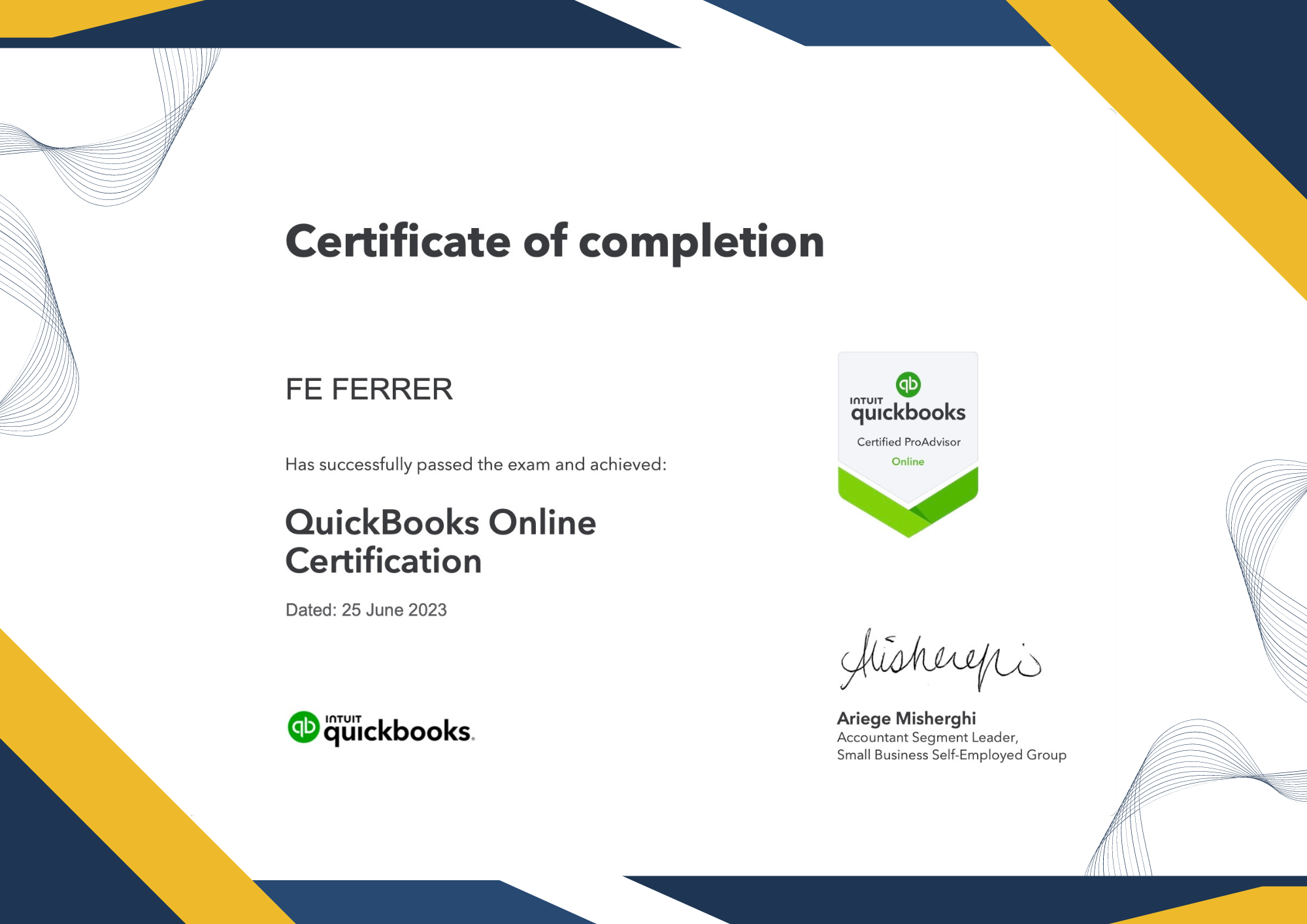 QUICKBOOKS PRO ADVISOR