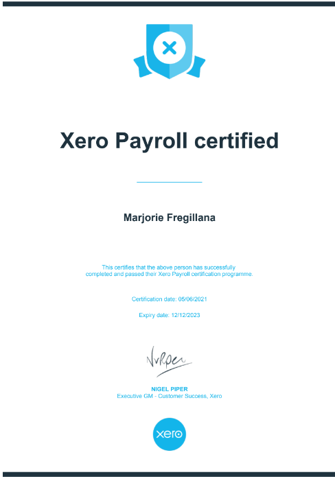 Xero Payroll Certified